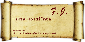 Finta Jolánta névjegykártya